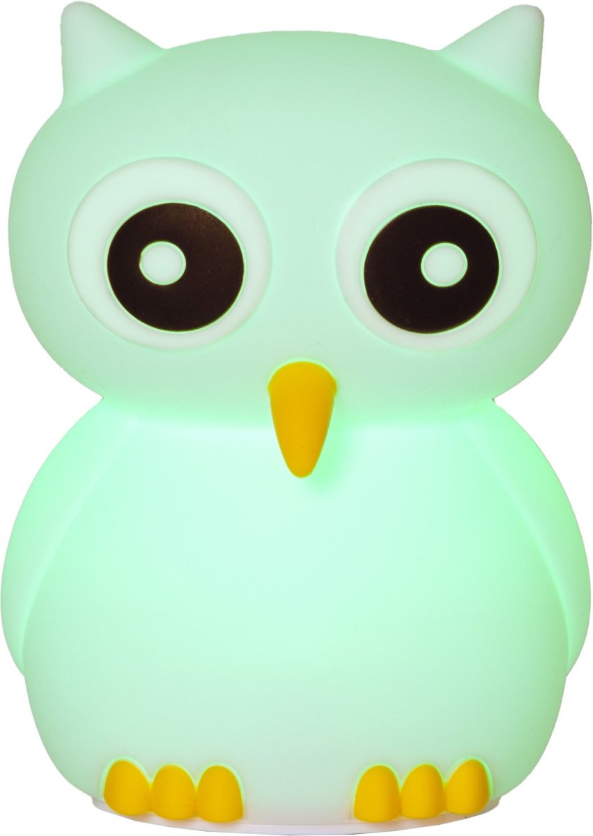 Owl Hvit barnelampe Fra Star Trading - Lampen har en berøringsfunksjon, og med et lett trykk kan du slå den av og på, eller bytte mellom forskjellige vakre farger.