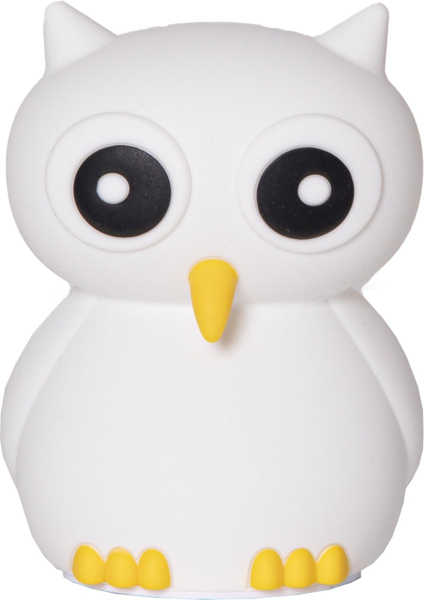 Owl Hvit barnelampe Fra Star Trading - Lampen har en berøringsfunksjon, og med et lett trykk kan du slå den av og på, eller bytte mellom forskjellige vakre farger.