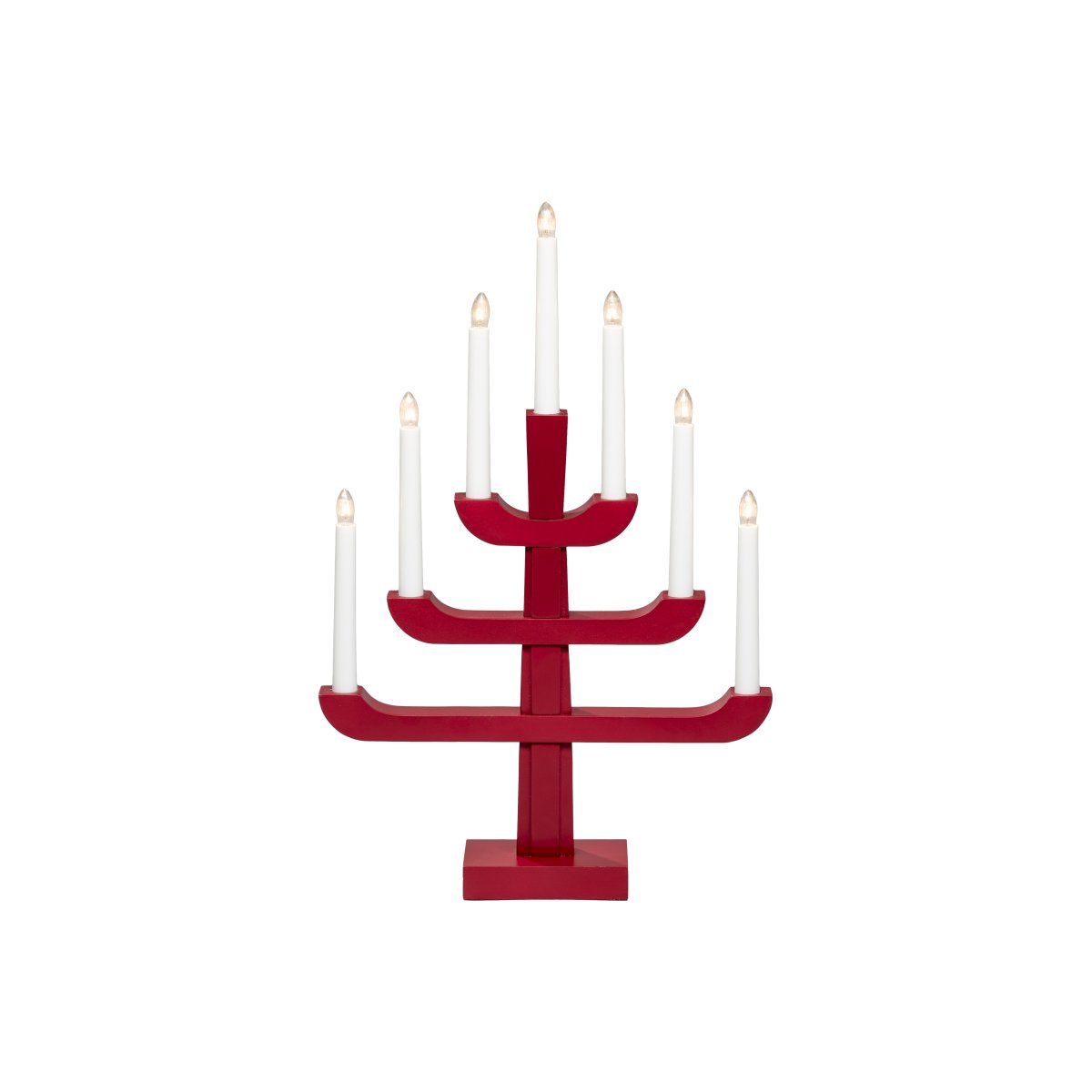Candelabra 7 Lights RØD Fra Konstsmide - Med sine tre stilige nivåer og syv varmhvite lys, kombinerer den klassisk sjarm med moderne design.