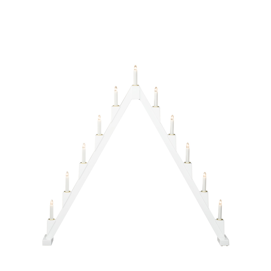 Candelabra 11 Lights Hvit Fra Konstsmide - Sammenleggbar elektrisk lysholder med 11 lys, laget av hvitmalt tre, dekorert med messingringer rundt hvert lys for en elegant touch.