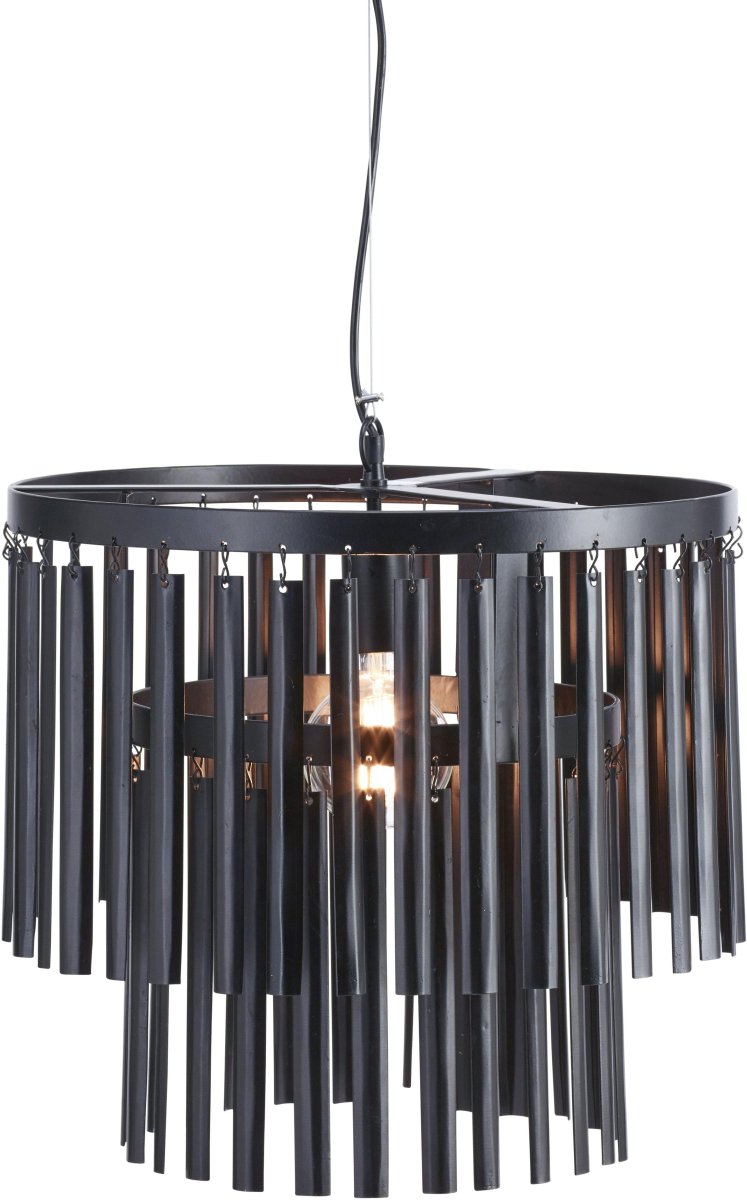 Marlow Ø45 Svart Taklampe Fra PR Home - Taklysekrone Marlow, moderne taklysekrone i sort metall med hengende stenger av metall i 2 lag.