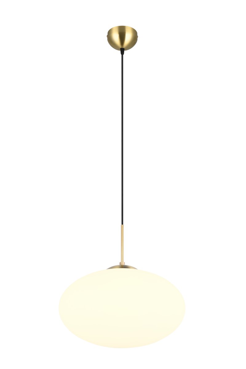 Fomento Ø40 Matt messing Taklampe Fra Trio Lighting - Kombinasjonen av matt messing og hvitt glass skaper en følelse av luksus og raffinement.