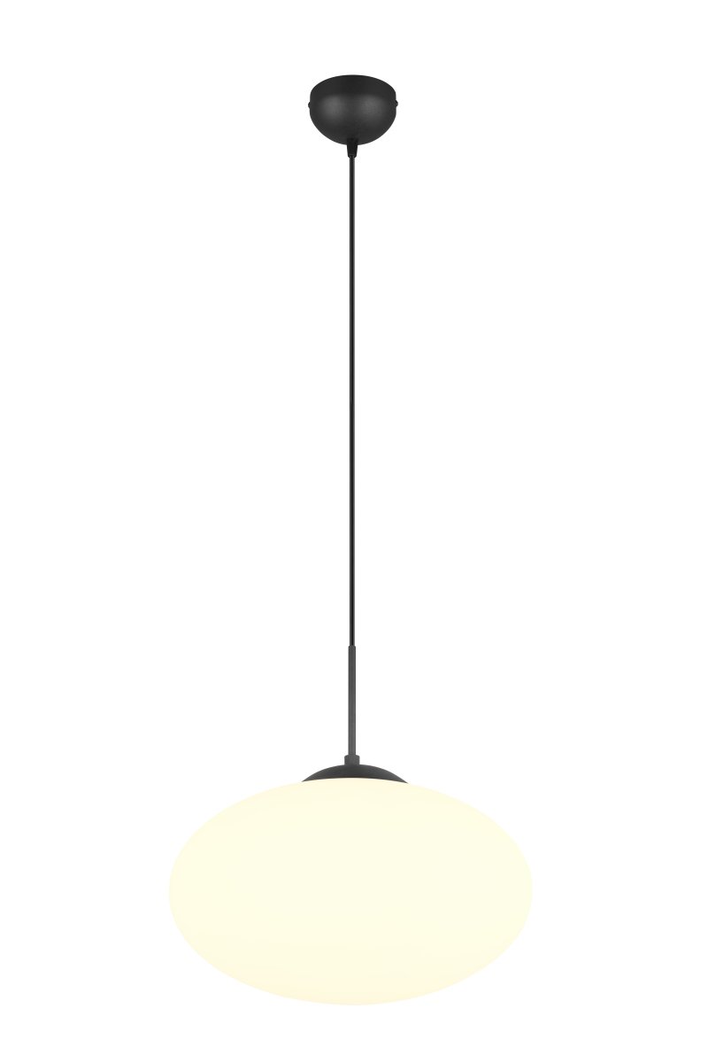 Fomento Ø40 Svart Taklampe Fra Trio Lighting - Kombinasjonen av matt sort og hvitt glass skaper en følelse av luksus og raffinement.