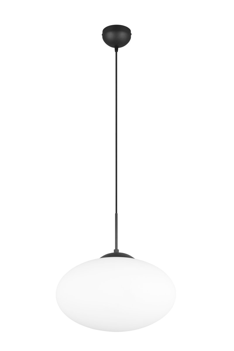 Fomento Ø40 Svart Taklampe Fra Trio Lighting - Kombinasjonen av matt sort og hvitt glass skaper en følelse av luksus og raffinement.
