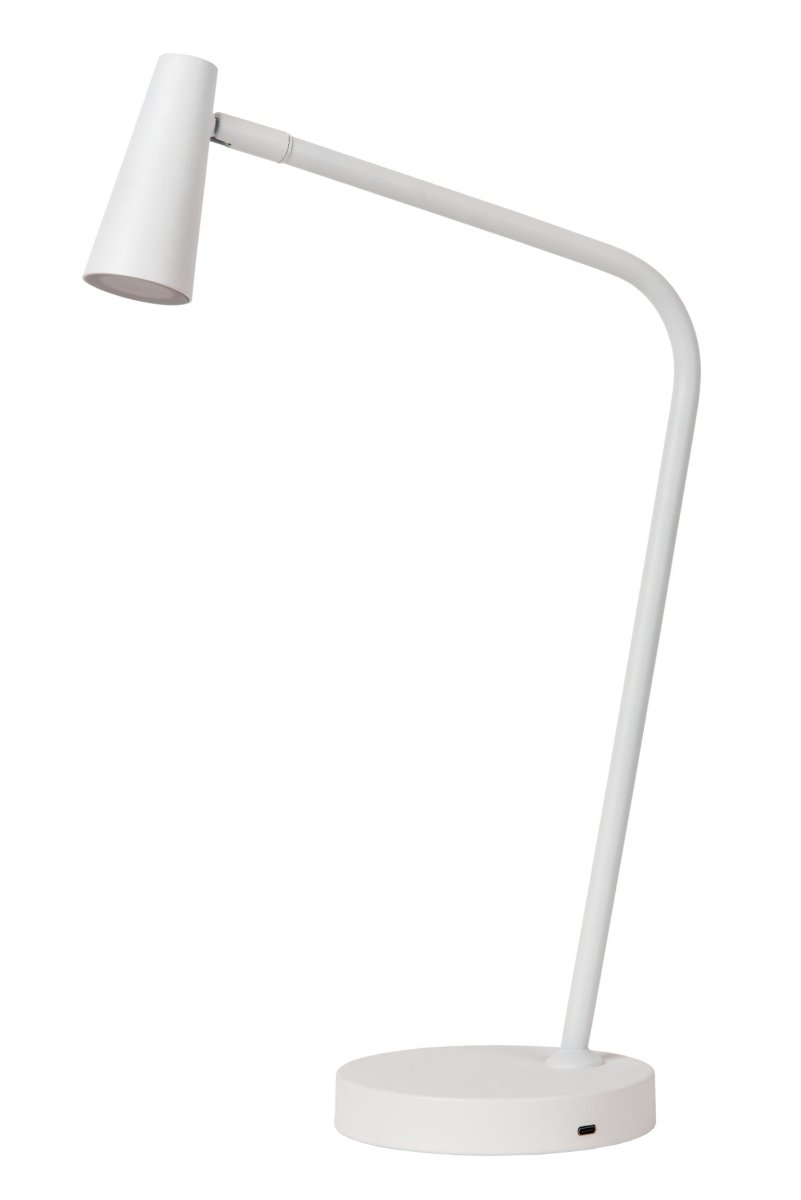 Stirling 47cm Hvit skrivebordslampe Fra Lucide - I tillegg til å gi mye lys, kan du enkelt justere lysstyrken med 3-trinns berøringsdimmer på lampen, s&aring; at lyset passer ditt humør og dine aktiviteter.