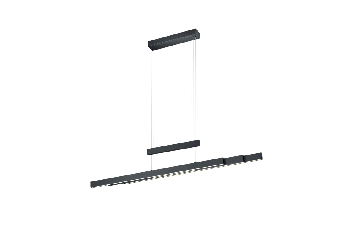 Trajan 150cm Svart Taklampe Fra Trio Lighting - Lysstyrke og fargetemperatur kan stilles inn individuelt via to separate ber&oslash;ringsdimmere &ndash; en for lysstyrke og en for fargetemperatur fra varmhvitt til kj&oslash;lig hvitt lys.
