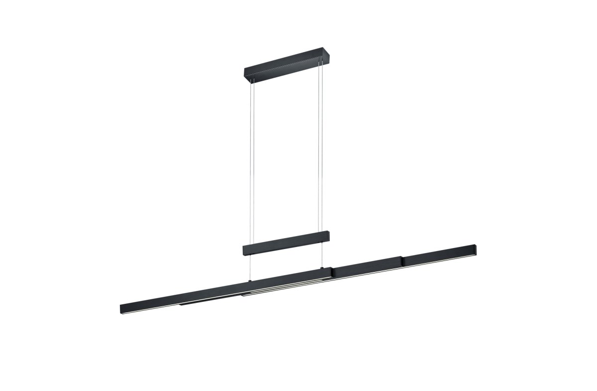 Trajan 150cm Svart Taklampe Fra Trio Lighting - Lysstyrke og fargetemperatur kan stilles inn individuelt via to separate ber&oslash;ringsdimmere &ndash; en for lysstyrke og en for fargetemperatur fra varmhvitt til kj&oslash;lig hvitt lys.