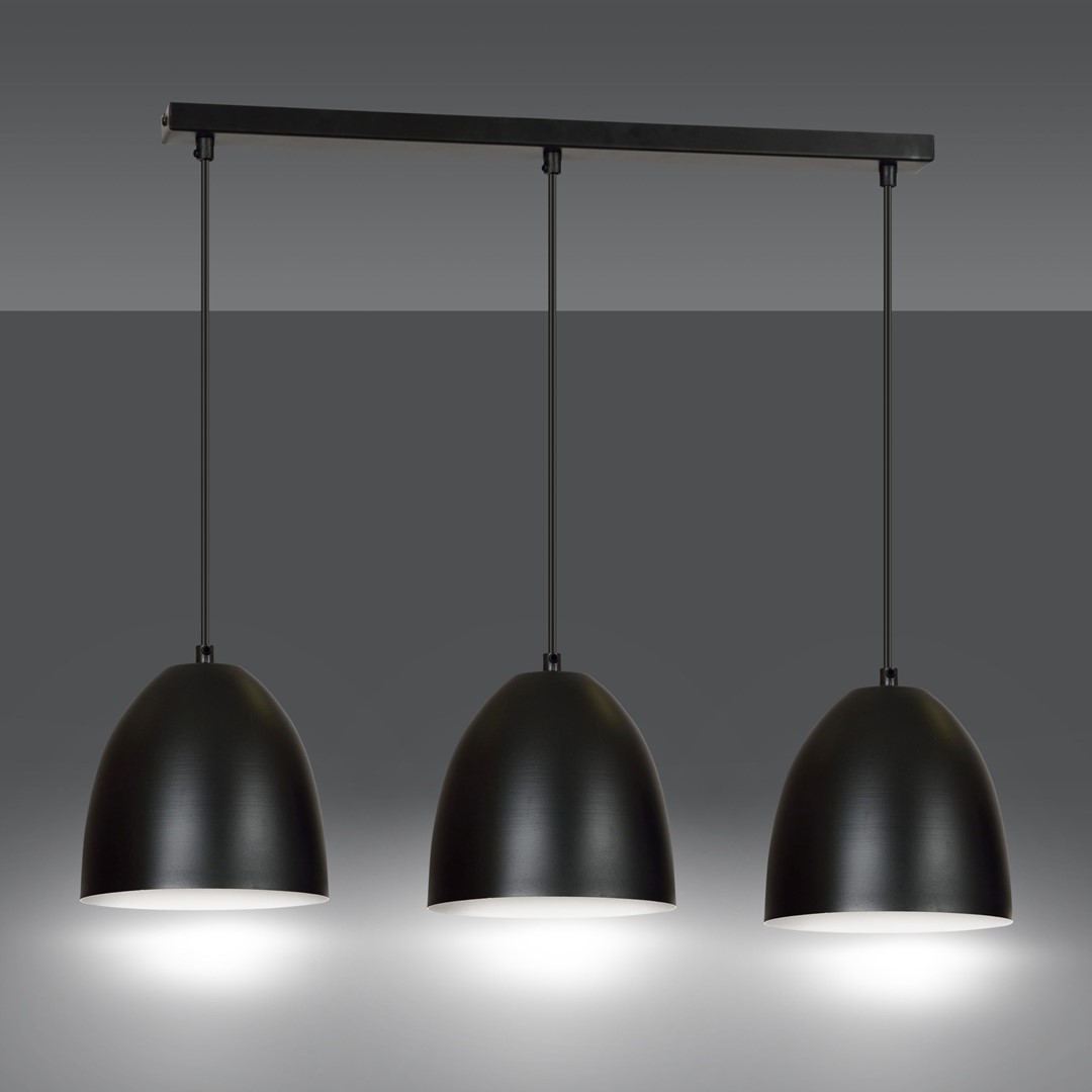 Lenox 70cm Svart Taklampe Fra Emibig Lighting - Lenox er en moderne pendel med en stor og åpen metallskjerm.
