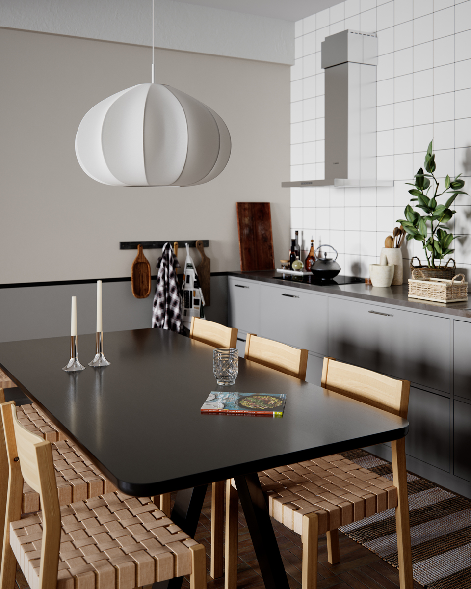 Ebba Ø60 Hvit Taklampe Fra By Rydéns - Opphenget er laget av matt hvitt metall og kompletteres av en hvit tekstilkabel, som bidrar til lampens elegante utseende.