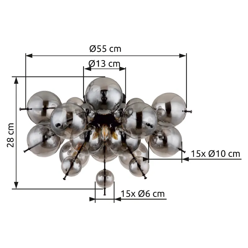 Udo Ø55 Røykfarget plafond Fra Globo Lighting - Perfekt f&ouml;r vardagsrum, sovrum eller matsalar d&auml;r den bidrar till en stilfull och inbjudande milj&ouml;.