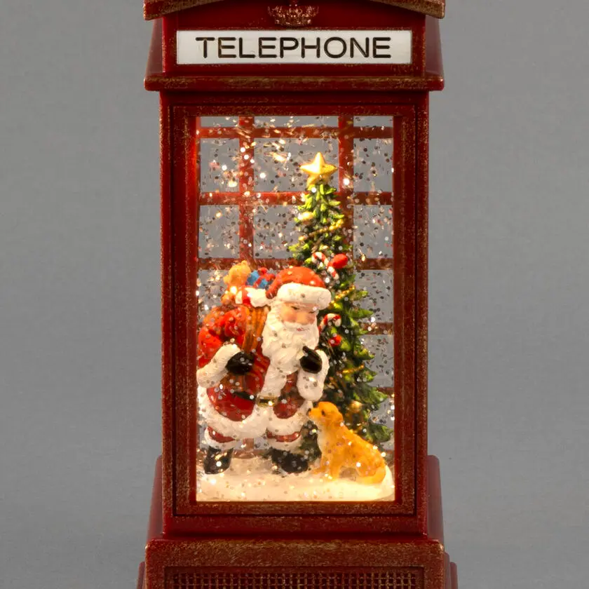 Vannfylt Lykt Med telefonkiosk RØD Fra Konstsmide - Drives av 3xAA-batterier (ikke inkludert) eller med medf&oslash;lgende 1,8 m hvit ledning og plugg.