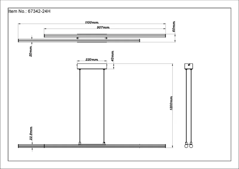 Kirina 110cm Svart Taklampe Fra Globo Lighting - Den stilrena designen i kombination med h&ouml;gkvalitativa material g&ouml;r Kirina till det perfekta valet f&ouml;r dig som s&ouml;ker en b&aring;de estetisk och funktionell belysningsl&ouml;sning.