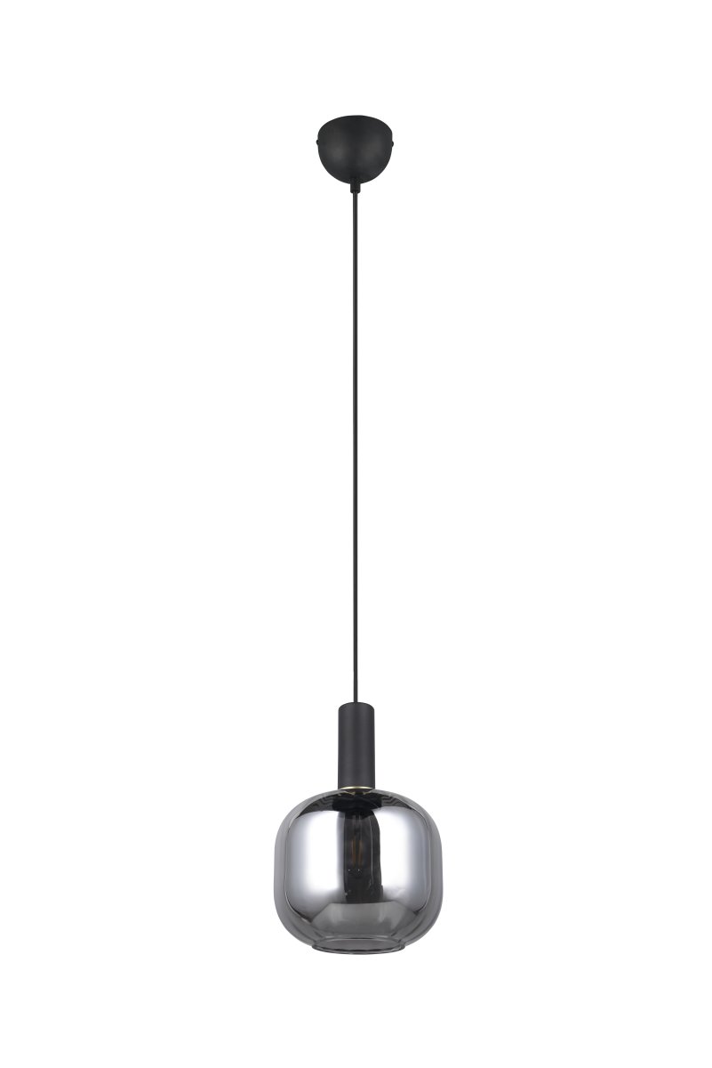 Diva Ø20 Røykgrå Taklampe Fra Trio Lighting - Den røykgrå glassskjermen med myke, riflede detaljer gir et behagelig og diffust lys, perfekt for å skape en varm atmosfære i rommet.