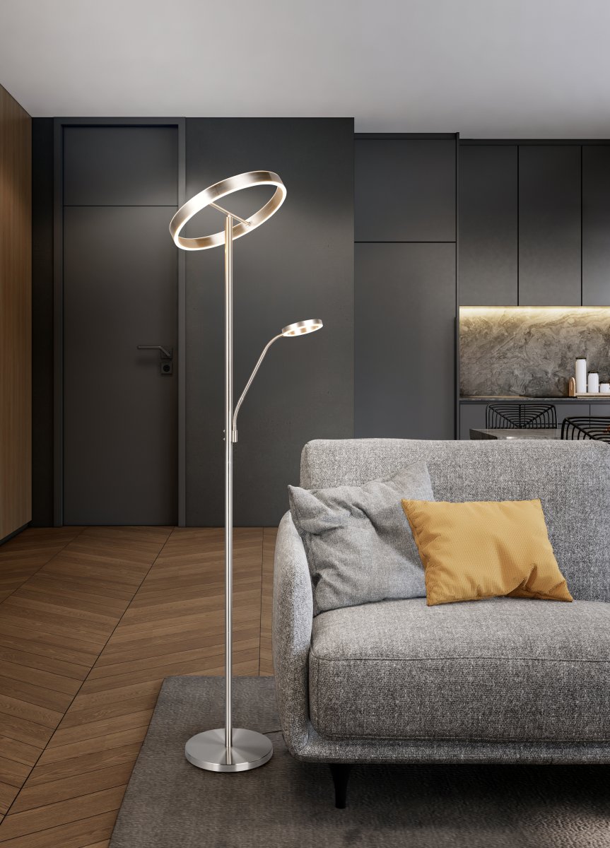 Willis Børstet stål gulvlampe Fra Trio Lighting - 