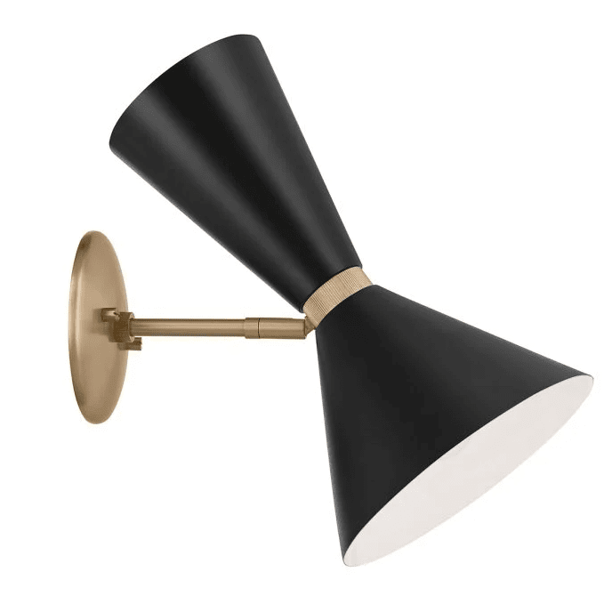 Phix 34cm Svart/bronse vegglampe Fra Elstead Lighting - Den kombinerer svart med en elegant lys bronsefinish for et moderne og stilig uttrykk.