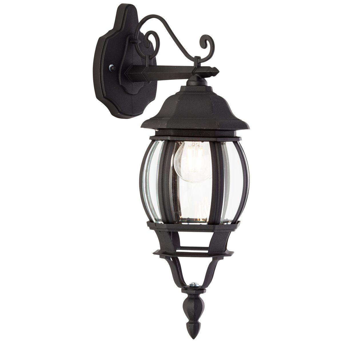 Istria Svart utendørslampe Fra Brilliant - Den klassiske utendørs vegglampen Istria gir både dekorativt lys og økt sikkerhet ved inngangen eller langs fasaden.