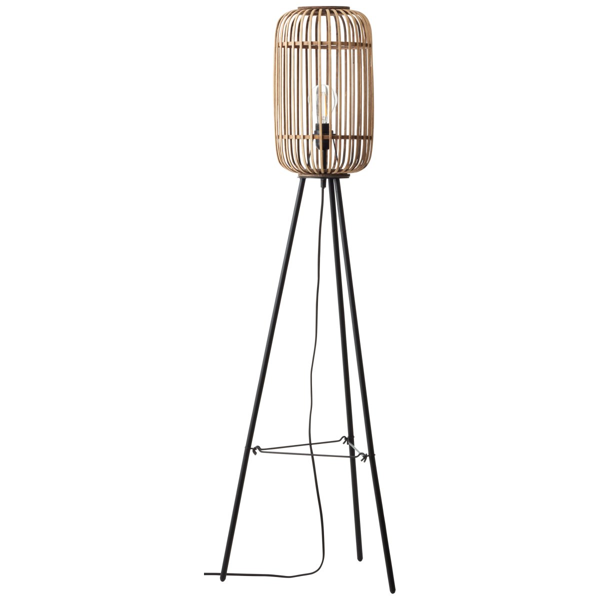 Woodrow Natur gulvlampe Fra Brilliant - Materialet i metall og bambus bidrar til en naturlig følelse og skaper en koselig atmosfære i rommet.