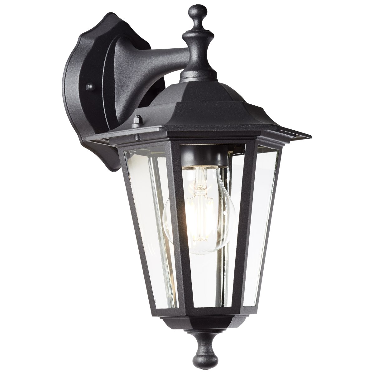 Carleen Svart utendørslampe Fra Brilliant - Med IP44-klassifisering er Carleen sprutsikker og ideell for utend&oslash;rs bruk, selv p&aring;; steder med begrenset v&aelig;rbeskyttelse.