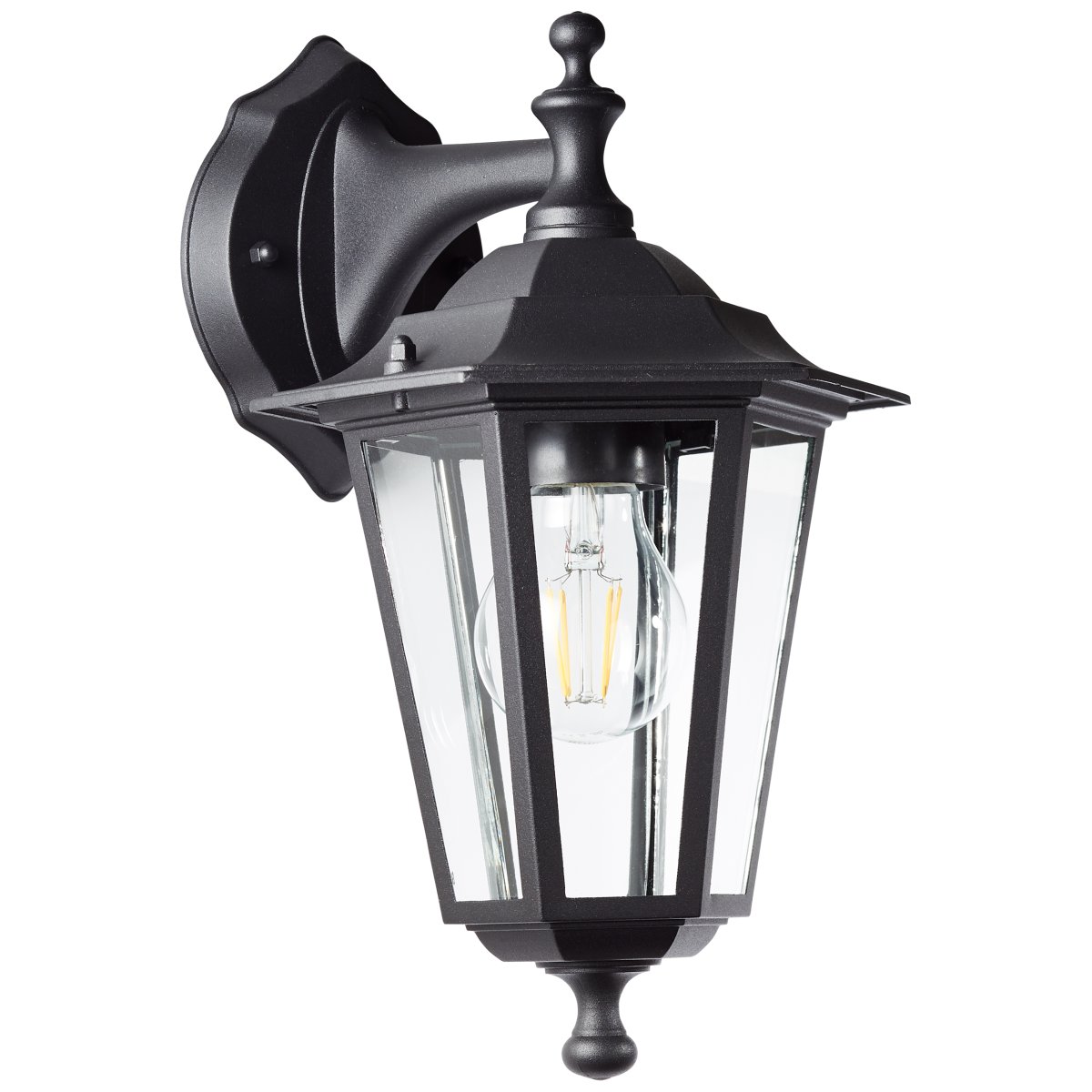 Carleen Svart utendørslampe Fra Brilliant - Med IP44-klassifisering er Carleen sprutsikker og ideell for utend&oslash;rs bruk, selv p&aring;; steder med begrenset v&aelig;rbeskyttelse.