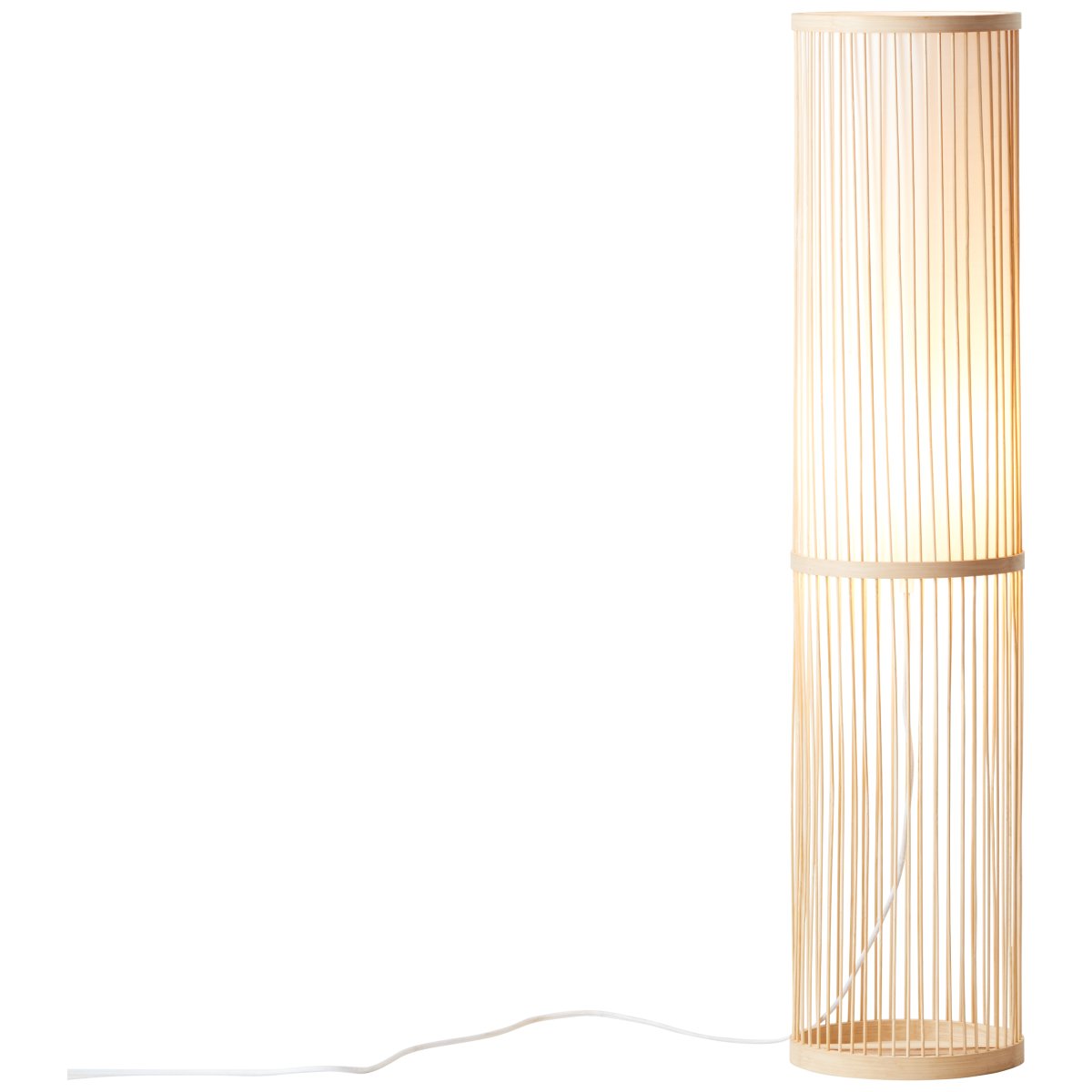 Nori Natur gulvlampe Fra Brilliant - Lampen har en gulvbryter på ledningen for enkel til- og frakobling og en 3 meter lang kabel.