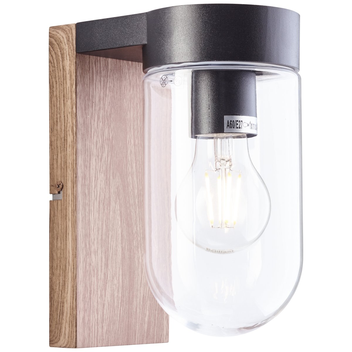 Cabar Mørkt tre utendørslampe Fra Brilliant - Cabar er en utendørs vegglampe som gir perfekt belysning ved inngangs- eller terrassedør, noe som øker sikkerheten i mørket.
