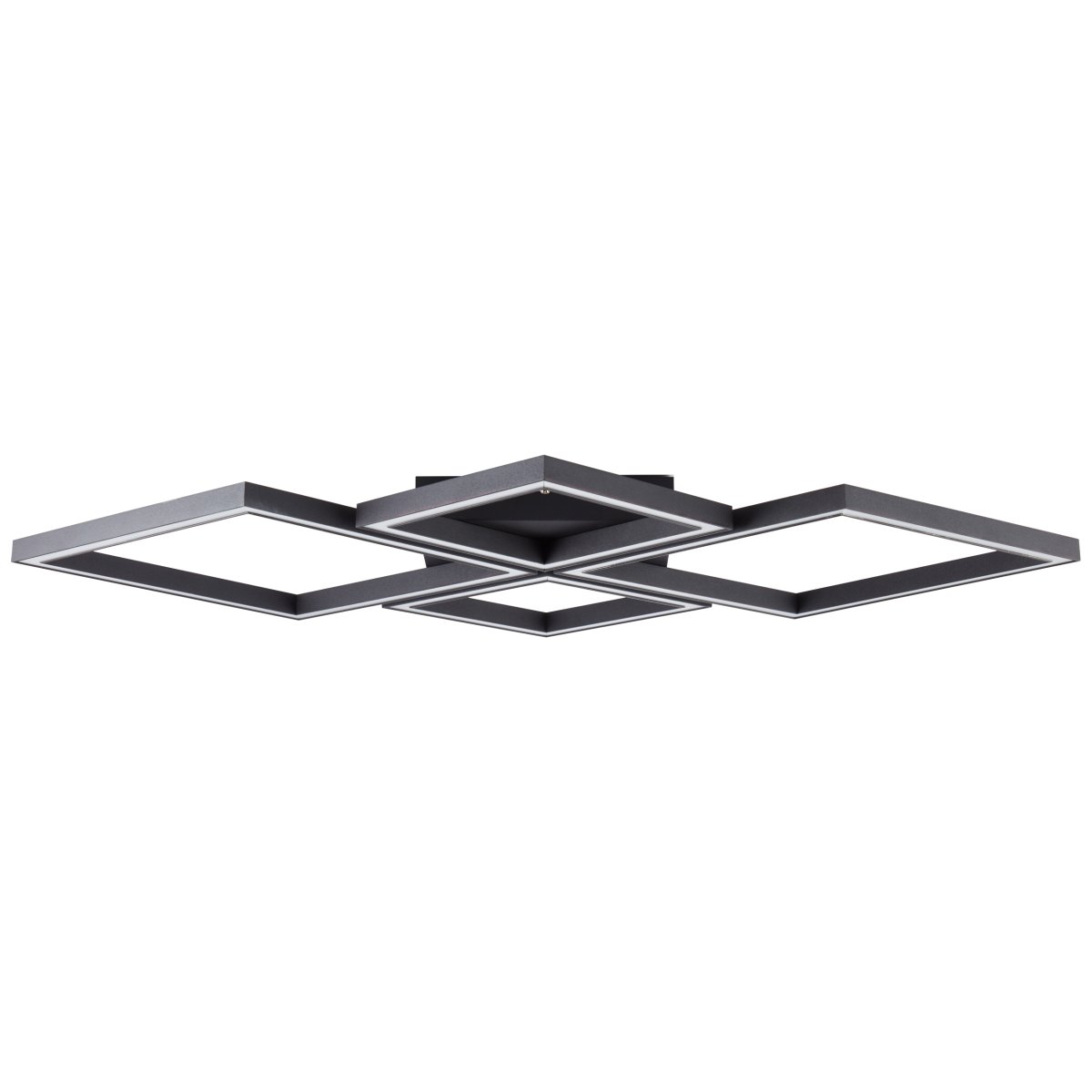 Quon 86cm Svart plafond Fra Brilliant - Denne energieffektive LED-taklampen skaper en behagelig atmosfære med sitt varmhvite lys og er utstyrt med en fjernkontroll som gjør det mulig å justere lysstyrken trinnløst.