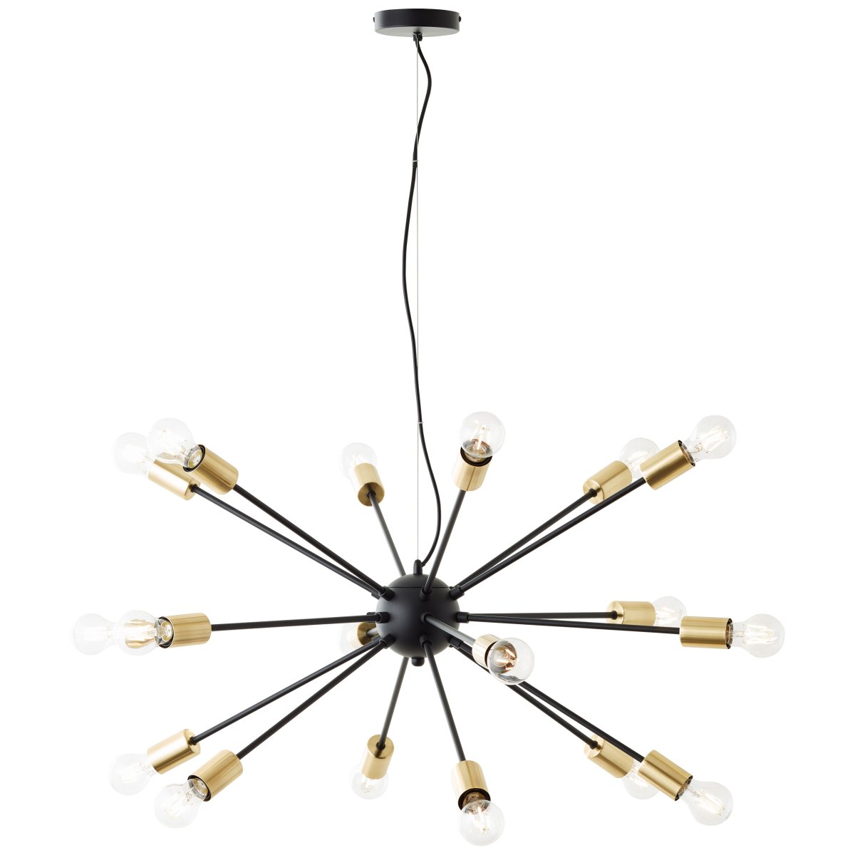 Dree Ø90 Matt svart Taklampe Fra Brilliant - Med en diameter på 90 cm og en elegant svart og gullfinish passer den perfekt inn i ethvert moderne interiør.