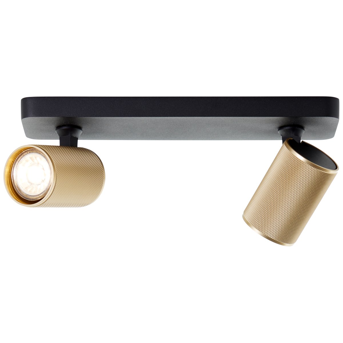 Marty 2 Sand svart spotlight Fra Brilliant - Lampen har GU10-sokler og leveres med dimbare lyskilder som avgir en varmhvit glød.