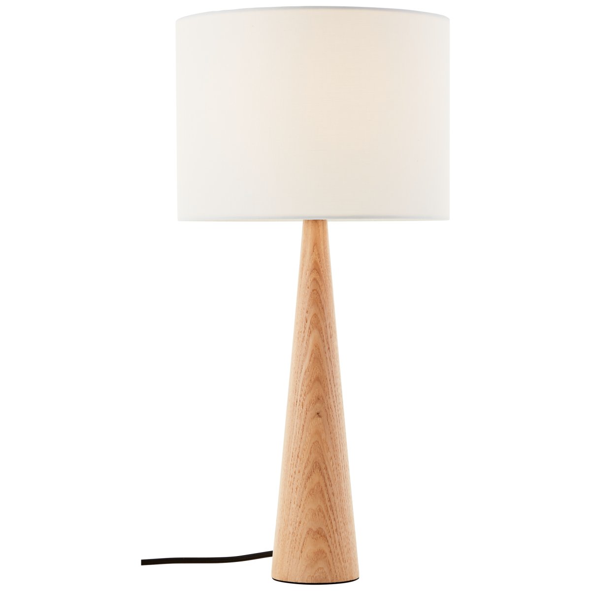 Kirou 50cm Tre bordlampe Fra Brilliant - Denne elegante bordlampen med hvit skjerm og naturlig trefot skaper en varm og innbydende atmosfære i hjemmet ditt.