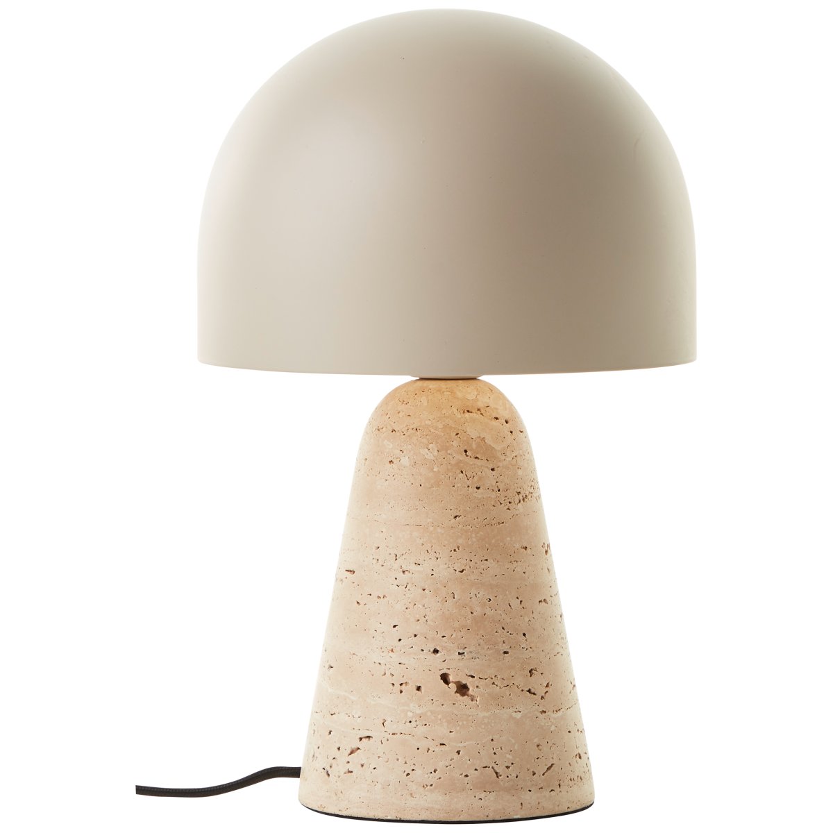 Nalam 30cm Beige bordlampe Fra Brilliant - Nalam bordlampe kombinerer moderne design og naturlig eleganse med en stilig lampeskjerm i beige og en robust fot laget av ekte travertinstein.