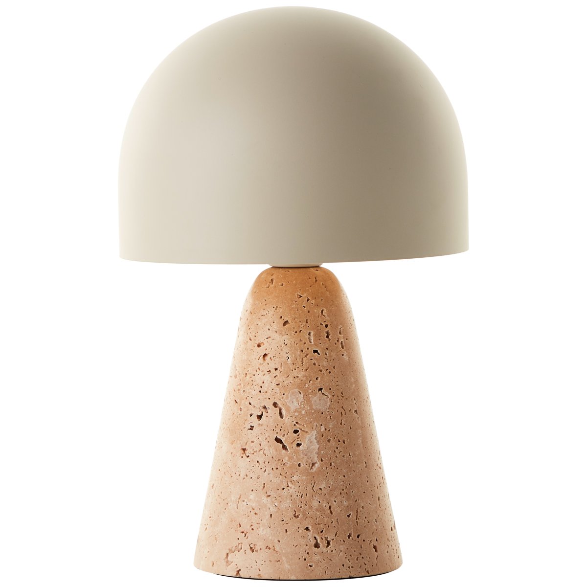 Nalam 30cm Beige bordlampe Fra Brilliant - Nalam bordlampe kombinerer moderne design og naturlig eleganse med en stilig lampeskjerm i beige og en robust fot laget av ekte travertinstein.