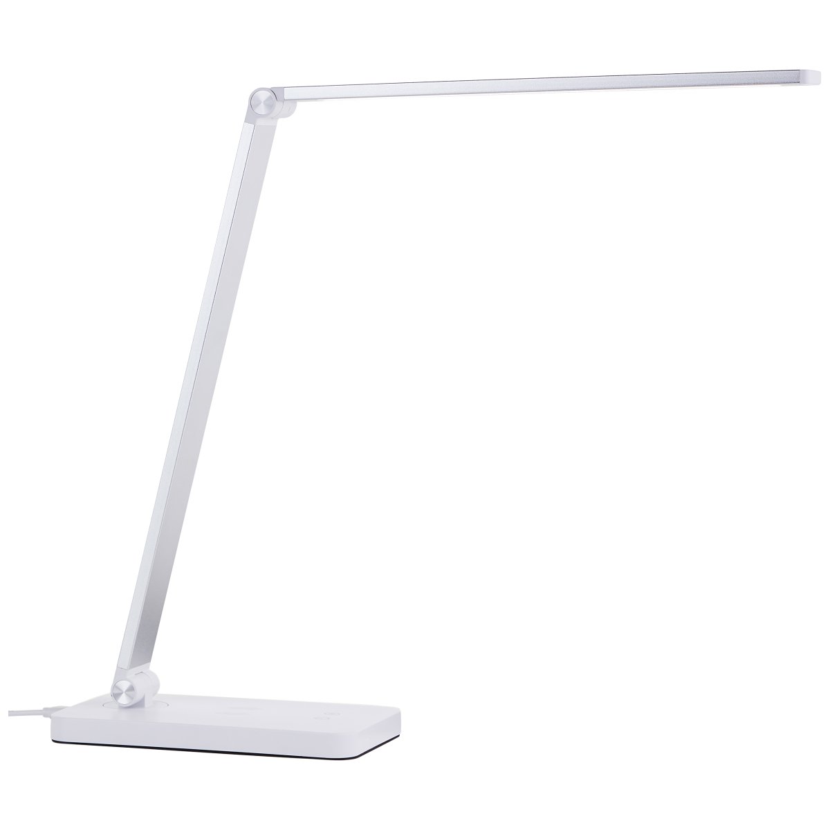 Florence 38cm Hvit skrivebordslampe Fra Brilliant - Den har en trådløs ladefunksjon og en innebygd USB-port for enkel lading av enhetene dine.