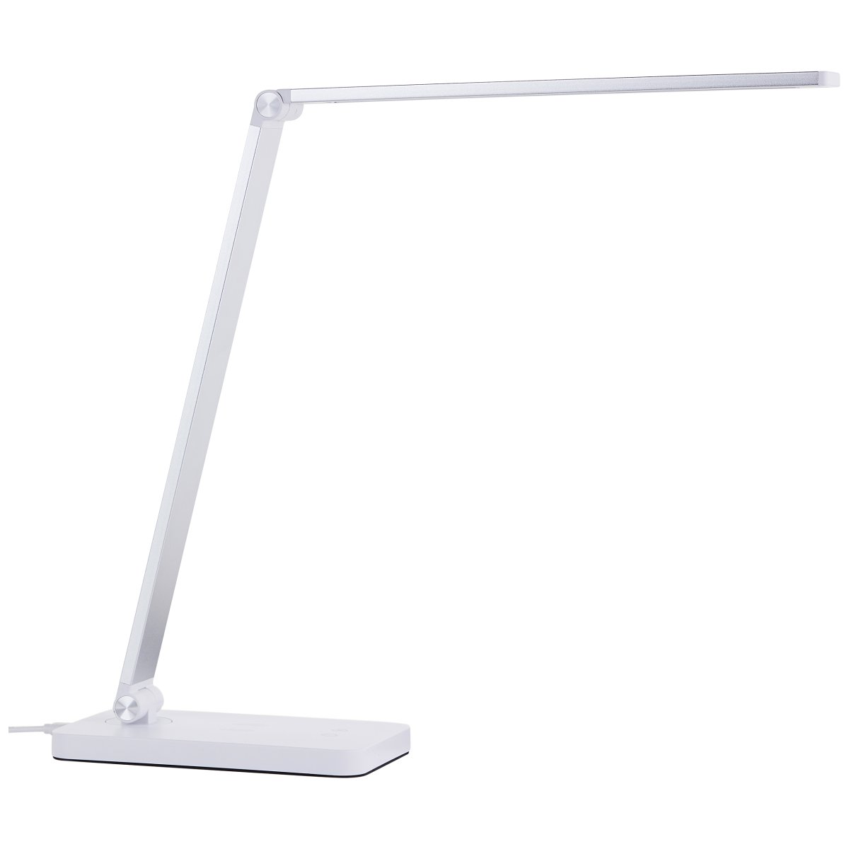 Florence 38cm Hvit skrivebordslampe Fra Brilliant - Den har en trådløs ladefunksjon og en innebygd USB-port for enkel lading av enhetene dine.