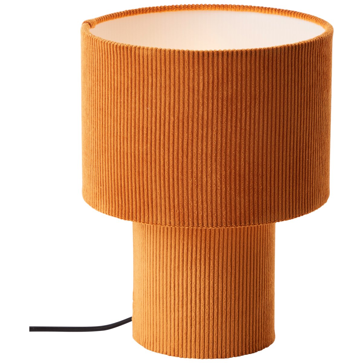 Tony 30cm Oransje bordlampe Fra Brilliant - Laget av cordfl&oslash;yelstoff av h&oslash;y kvalitet, gir lampen en myk f&oslash;lelse og sprer lyset p&aring; en behagelig m&aring;te.