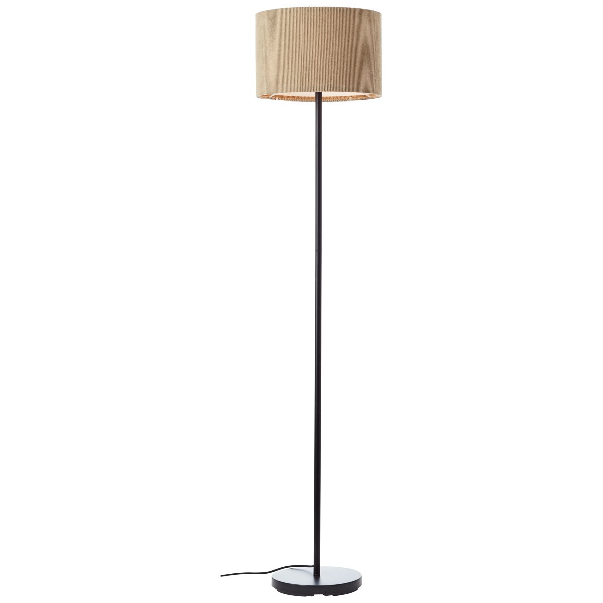 Tony Brun gulvlampe Fra Brilliant - Denne stilige gulvlampen med en nyanse av cordfl&oslash;yelstoff av h&oslash;y kvalitet er perfekt for &aring; skape en varm og innbydende atmosf&aelig;re i hjemmet ditt.
