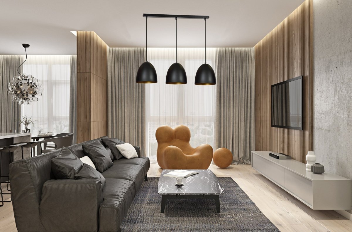 Lenox 70cm Svart Taklampe Fra Emibig Lighting - Lenox er en moderne pendel med en stor og åpen metallskjerm.