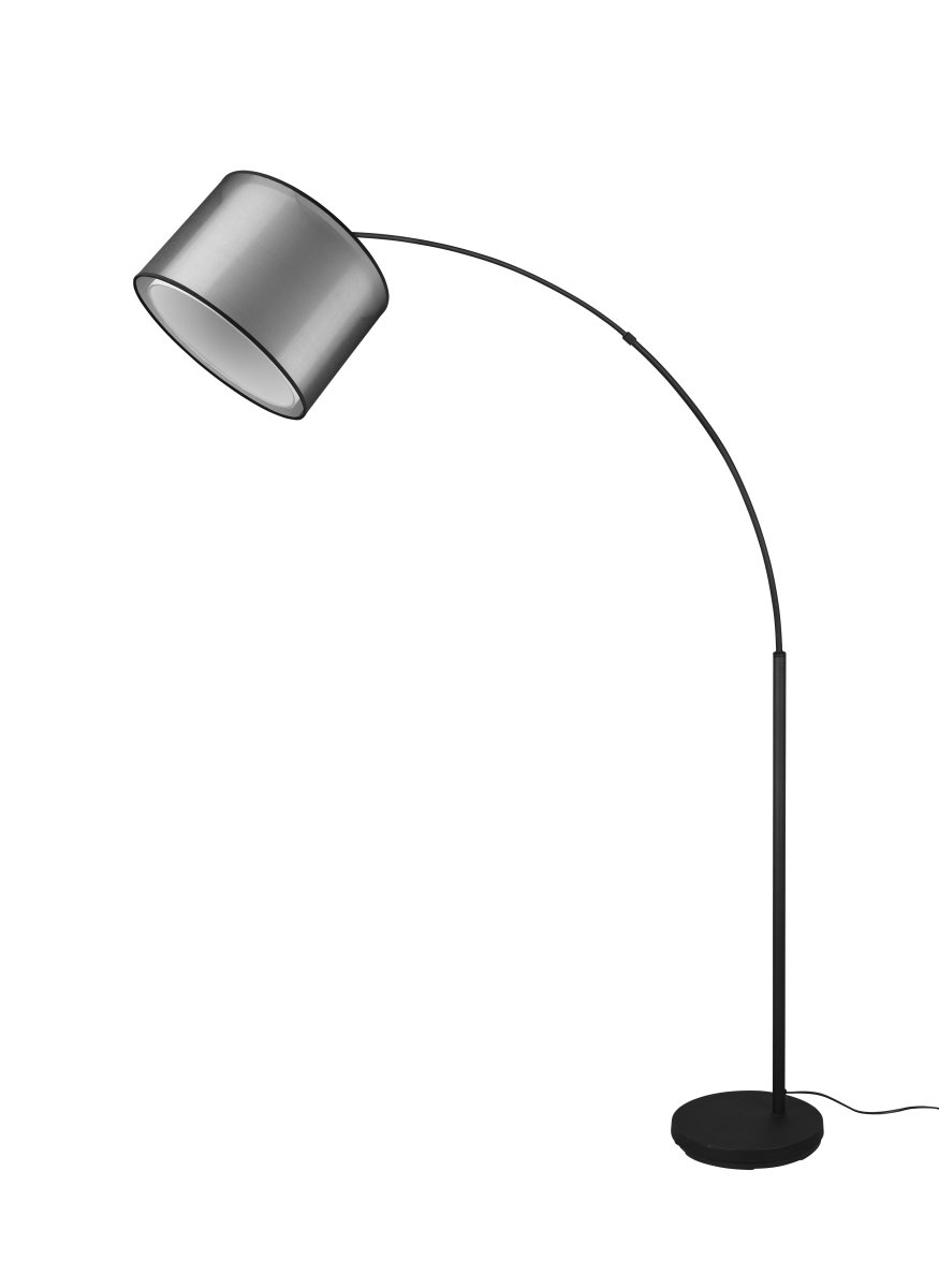 Burton Svart gulvlampe Fra Trio Lighting - Den moderne kombinasjonen av en indre hvit stoffskjerm og en ytre gjennomsiktig sort plastskjerm ser både individuell og forfriskende ut og kan integreres i moderne livsstil ved; mange måter.