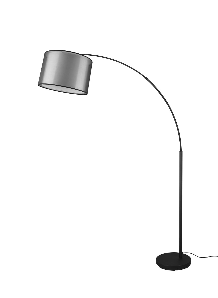Burton Svart gulvlampe Fra Trio Lighting - Den moderne kombinasjonen av en indre hvit stoffskjerm og en ytre gjennomsiktig sort plastskjerm ser både individuell og forfriskende ut og kan integreres i moderne livsstil ved; mange måter.