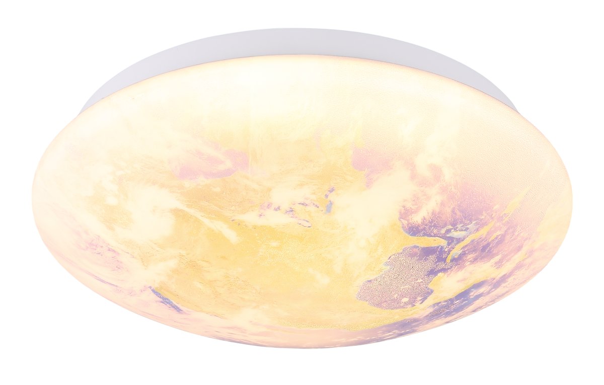 Gaia Ø26 Flerfarget barnelampe Fra Globo Lighting - Gaia &auml;r en unik plafond med en detaljerad v&auml;rld och molnmotiv p&aring; sk&auml;rmen.