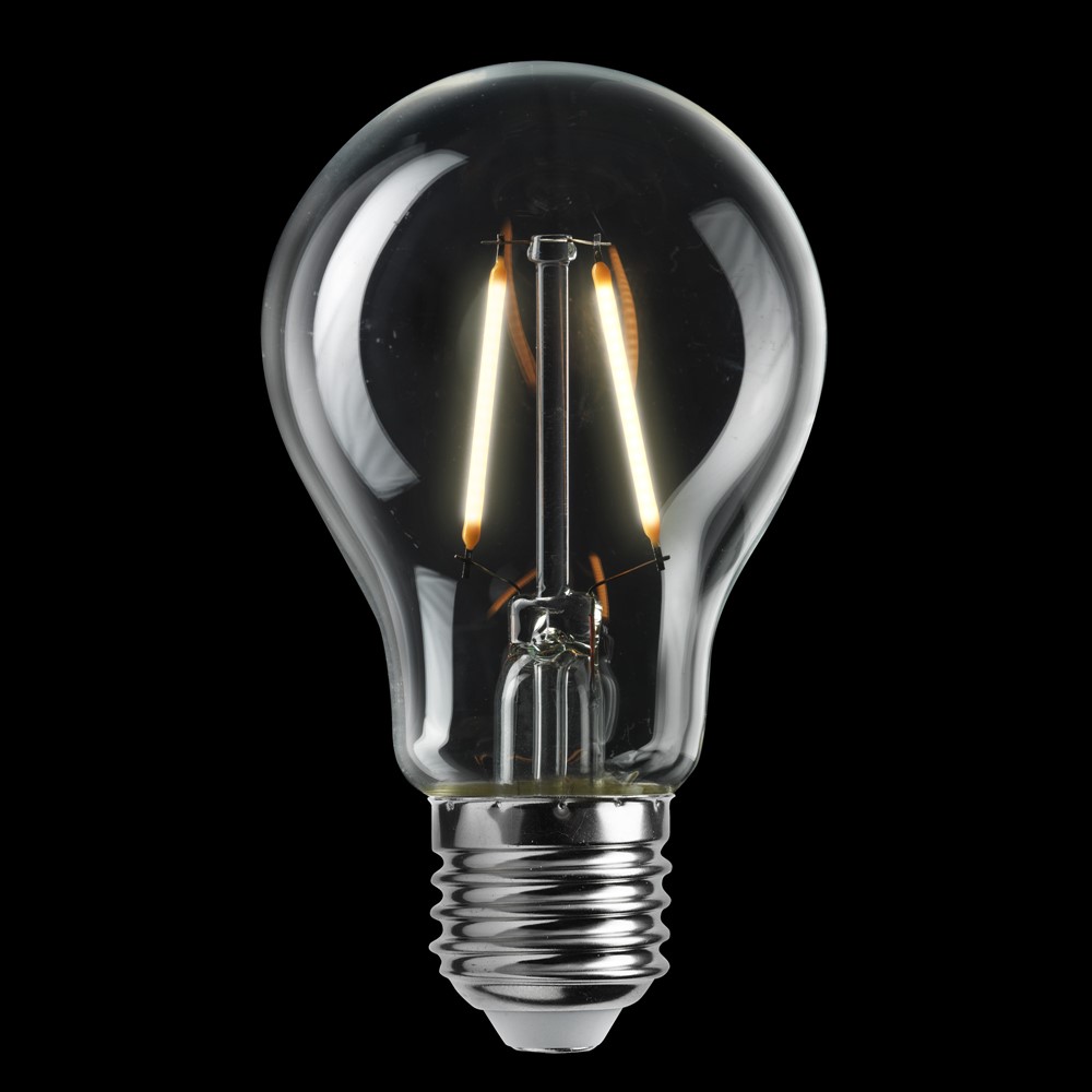 E27 normal 2W 2700K Gjennomsiktig Fra Unison - Denne KLASSISKE normale klare LED-lampen med E27-sokkel og en effekt på kun 2W er det perfekte valget for energieffektiv belysning.