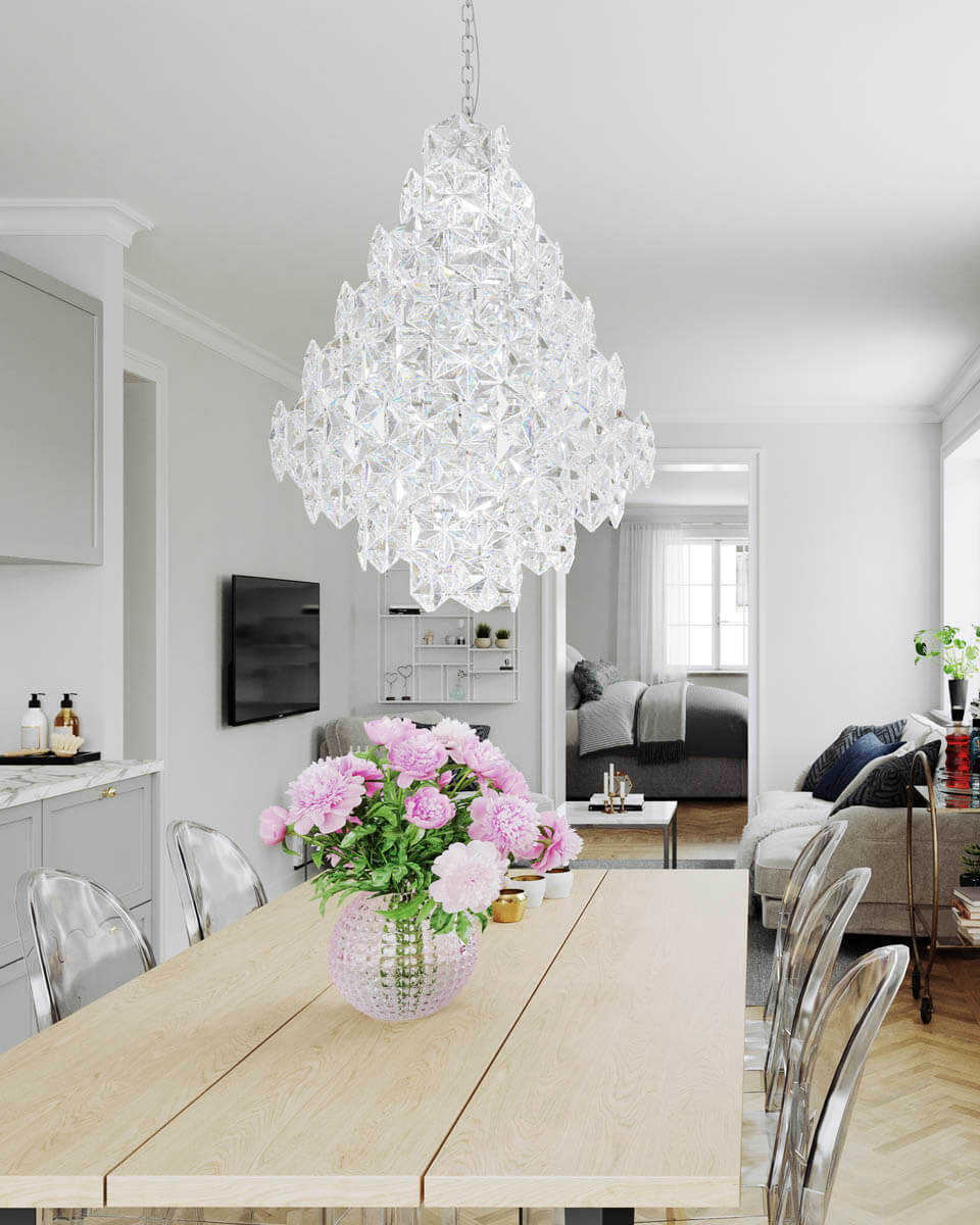 Monarque Ø58 Gjennomsiktig krystall Fra By Rydéns - N&aring;r lampen er sl&aring;tt p&aring;, skaper den et vakkert lys i hele rommet.