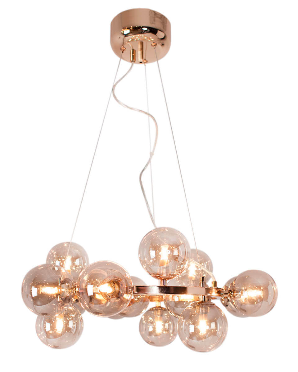 Splendor Ø58 Rav Taklampe Fra By Rydéns - Splendor er en vakker, i&oslash;ynefallende taklampe som best&aring;r av 15 ravfargede glasskuler som sitter rundt en rund ramme.