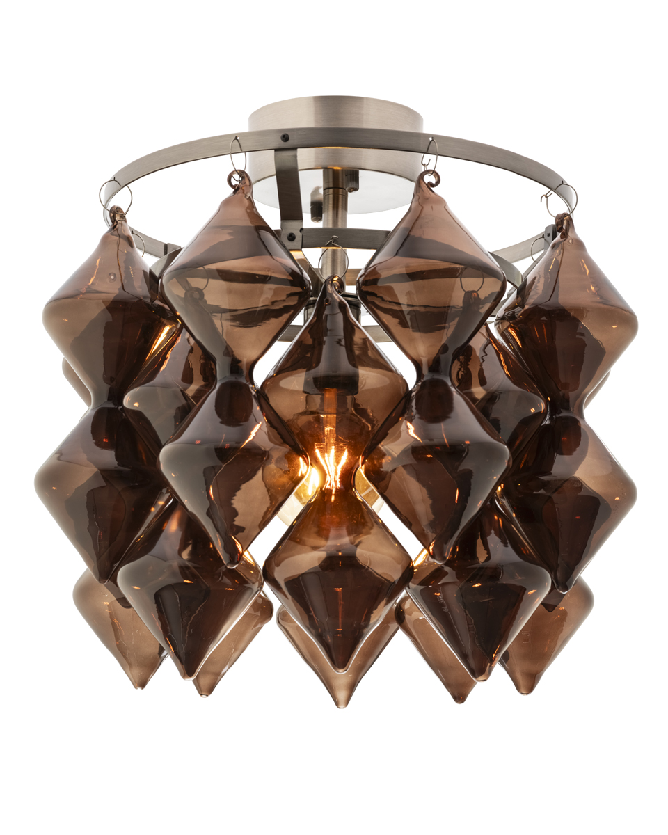 Gemma Ø45 Brun plafond Fra By Rydéns - Gemma-taklampen, designet av Lisa Hilland, er en unik designerlampe som m&oslash;ter den nyeste trenden med sitt brune glass.