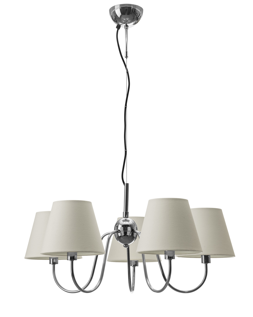 Lynx Ø75 Krom Taklampe Fra By Rydéns - Den gir et fint og behagelig lys fra de hvite tekstilskjermene, noe som skaper en varm og innbydende atmosf&aelig;re i rommet.