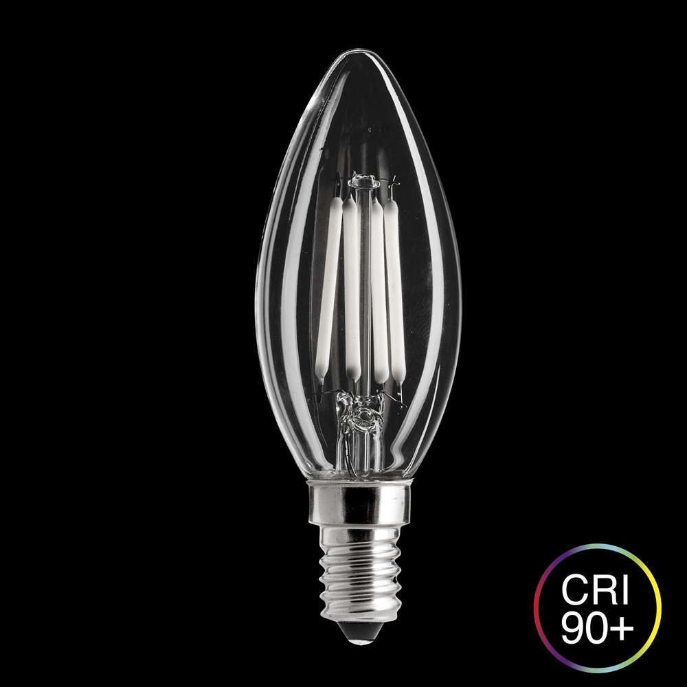 LED E14 Kronelyspære 4W 2700K dimbar Gjennomsiktig Fra Unison - 