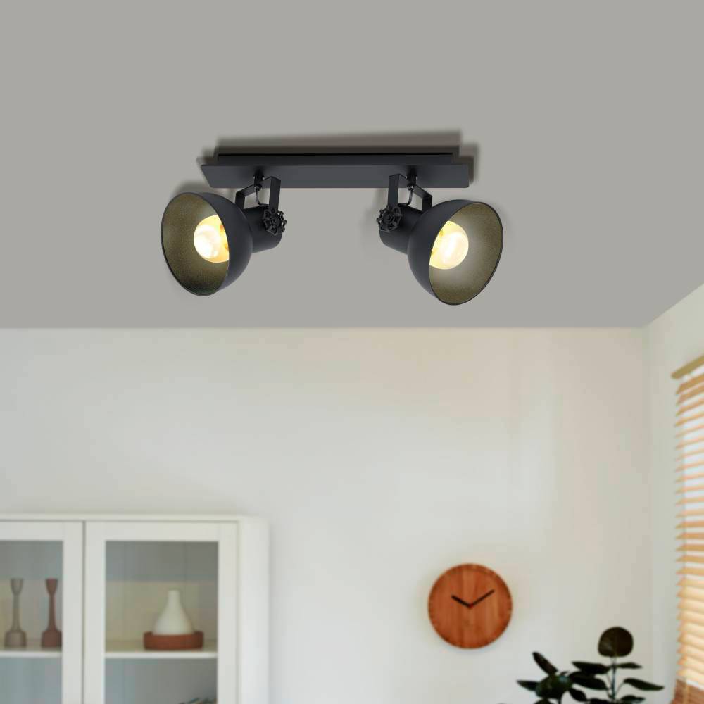 Barnstaple 2 Svart spotlight Fra Eglo - Dens minimalistiske, men t&oslash;ffe design er b&aring;de dekorativ og praktisk, og den er et utmerket valg for de som &oslash;nsker &aring; kombinere stil med funksjonalitet i hjemmet sitt.