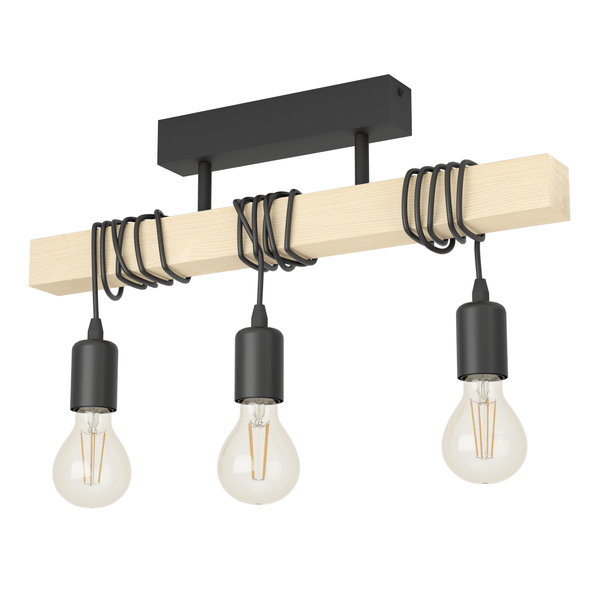 Townshend 55cm Tre plafond Fra Eglo - Townshend taklampe kombinerer metall og tre i et rustikt og moderne design.