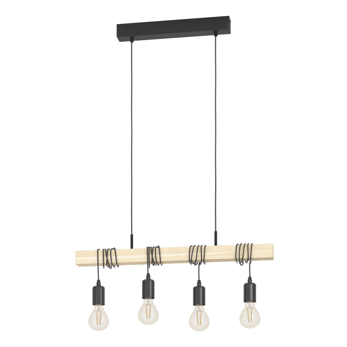 Townshend 70cm Tre Taklampe Fra Eglo - Townshend er en rustikk pendellampe som kombinerer metall og tre i et moderne design.