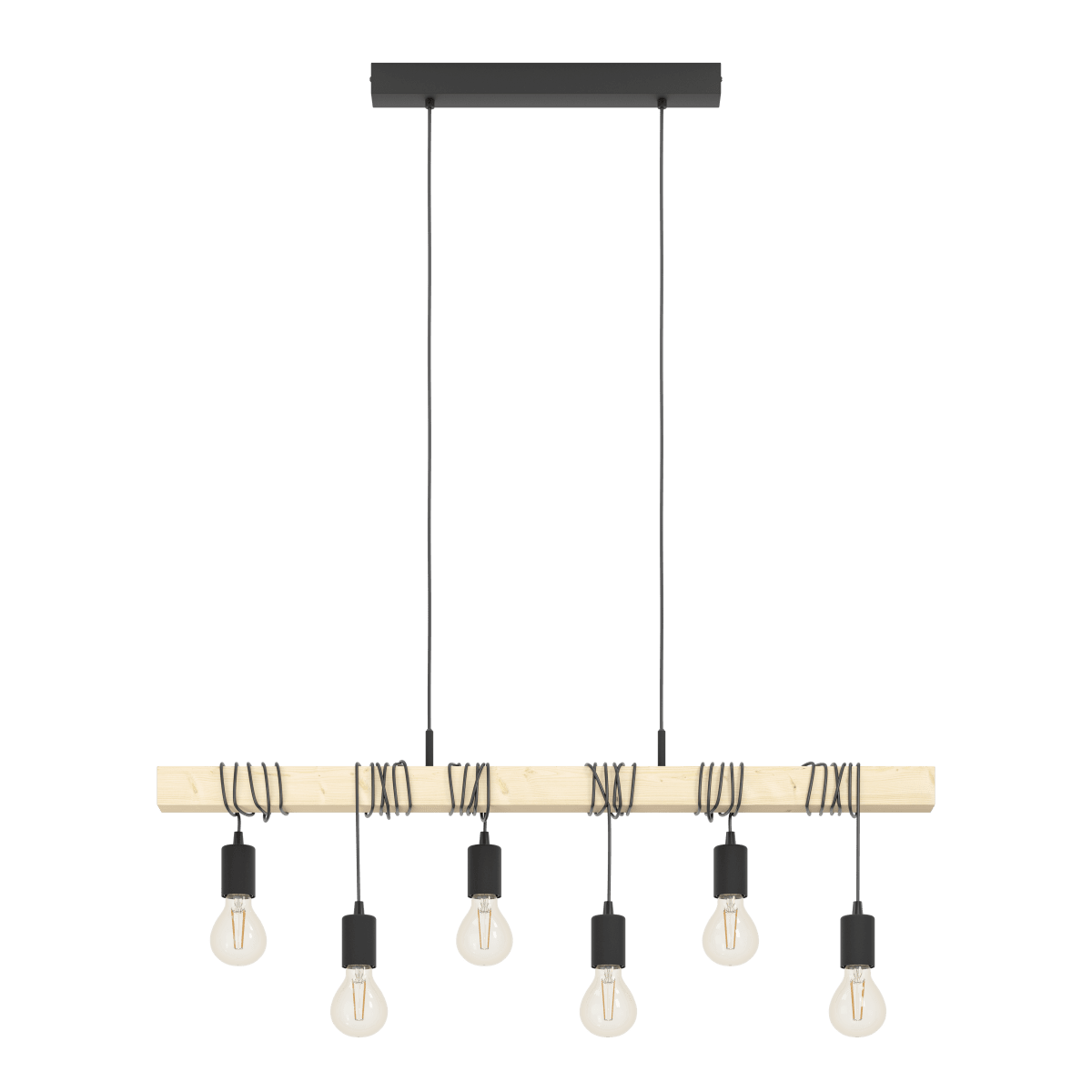 Townshend 100cm Tre Taklampe Fra Eglo - Townshend er en rustikk pendellampe som kombinerer metall og tre i et moderne design.