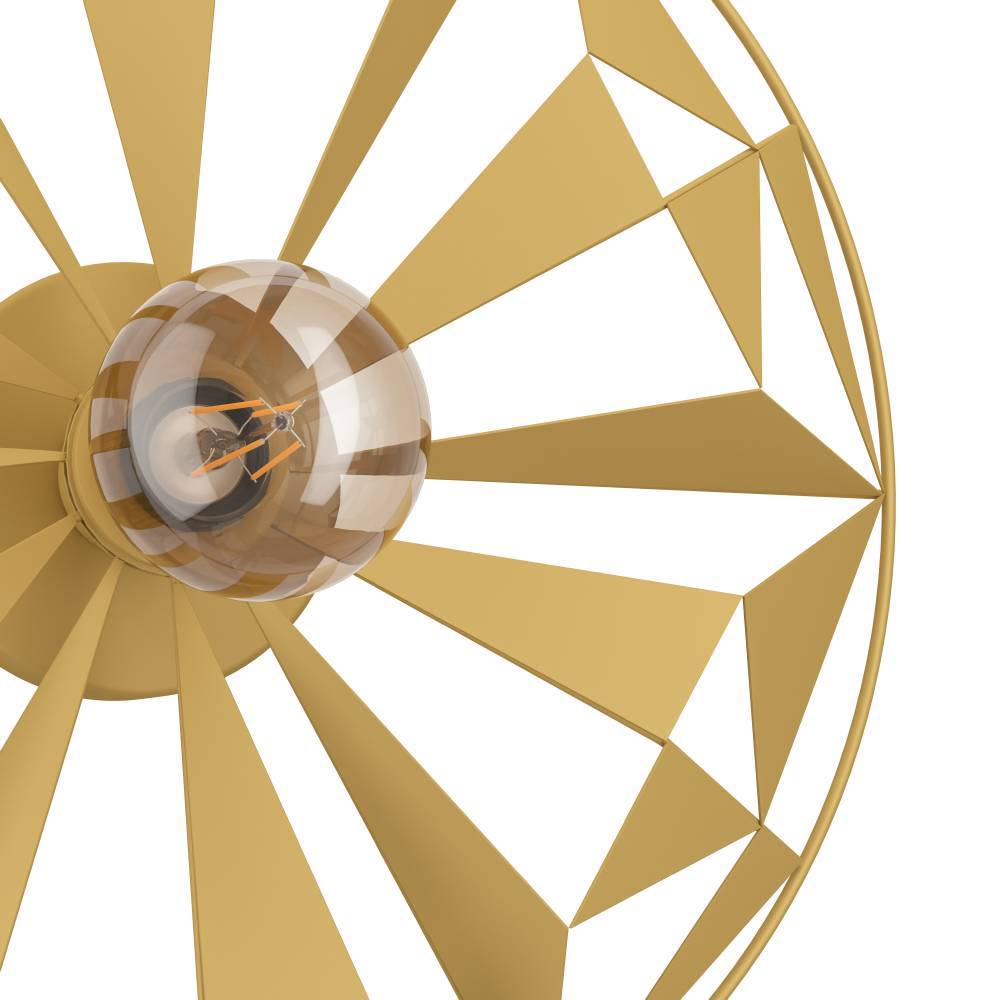 Castanuelo Ø42 Gull plafond Fra Eglo - Denne vegg- og taklampen i gullfarget metall har en i&oslash;ynefallende geometrisk design som skaper et dynamisk lysspill og gir rommet et luksuri&oslash;st preg.